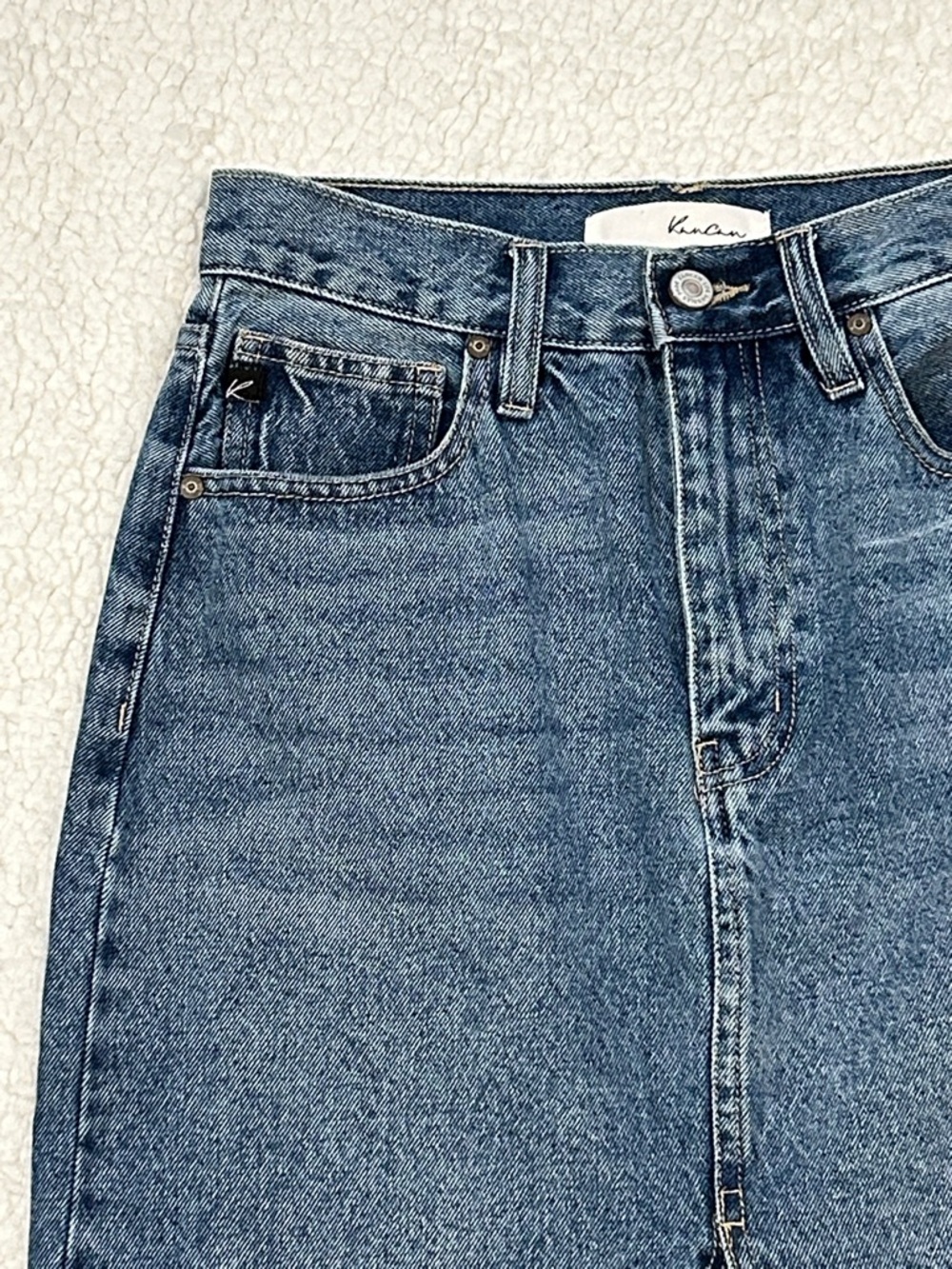 KanCan Pixie 90s Denim Maxi Skirt size Small Medium Wash Western Boho Festival - Picture 3 of 13